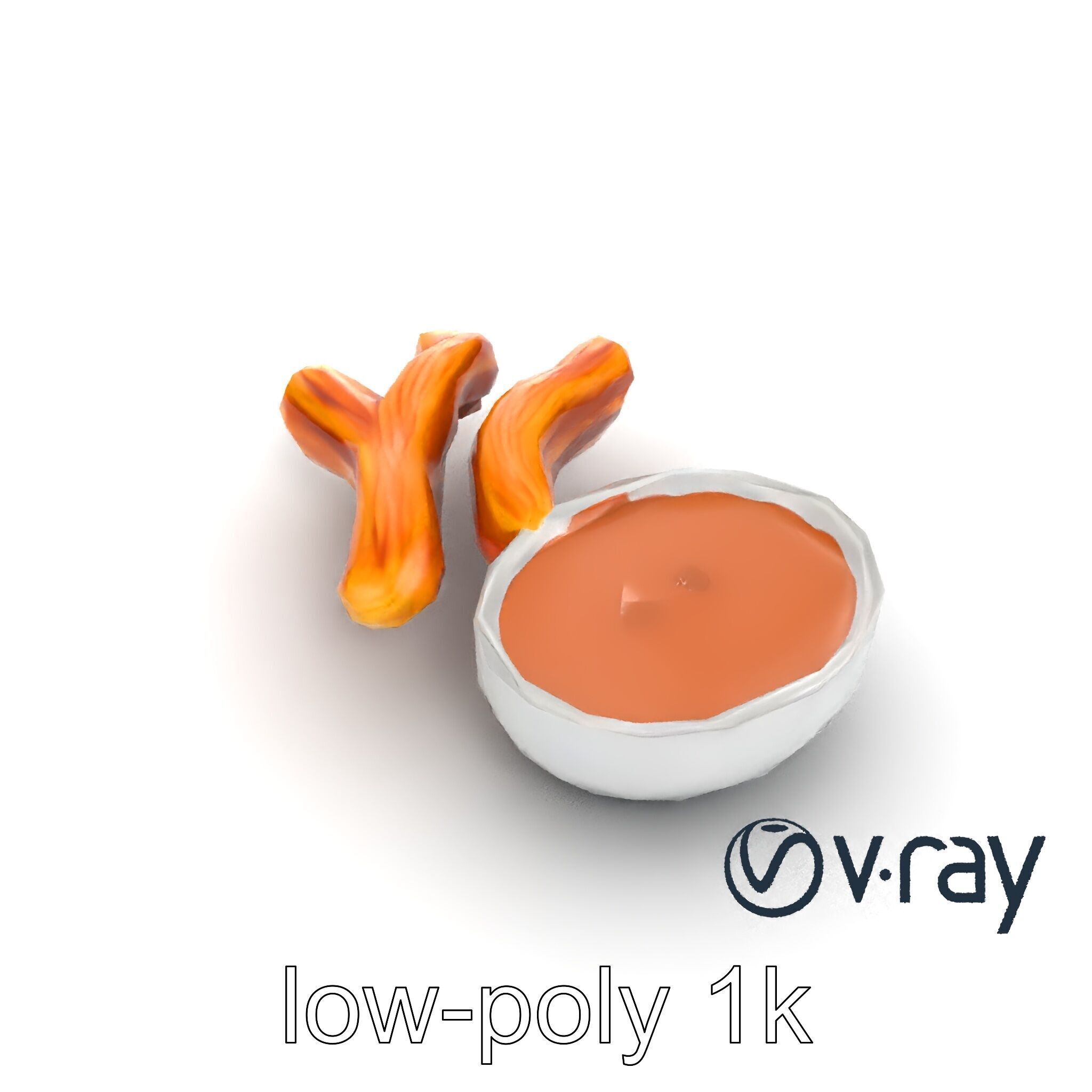 Churro Dessert with Chocolate Sauce model pack Low-poly 3D model_20