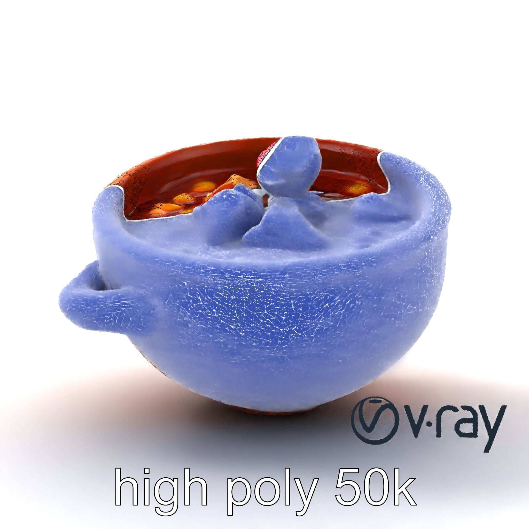 Pozole Soup Rustic Clay Bowl Model Pack Low-poly 3D model_18