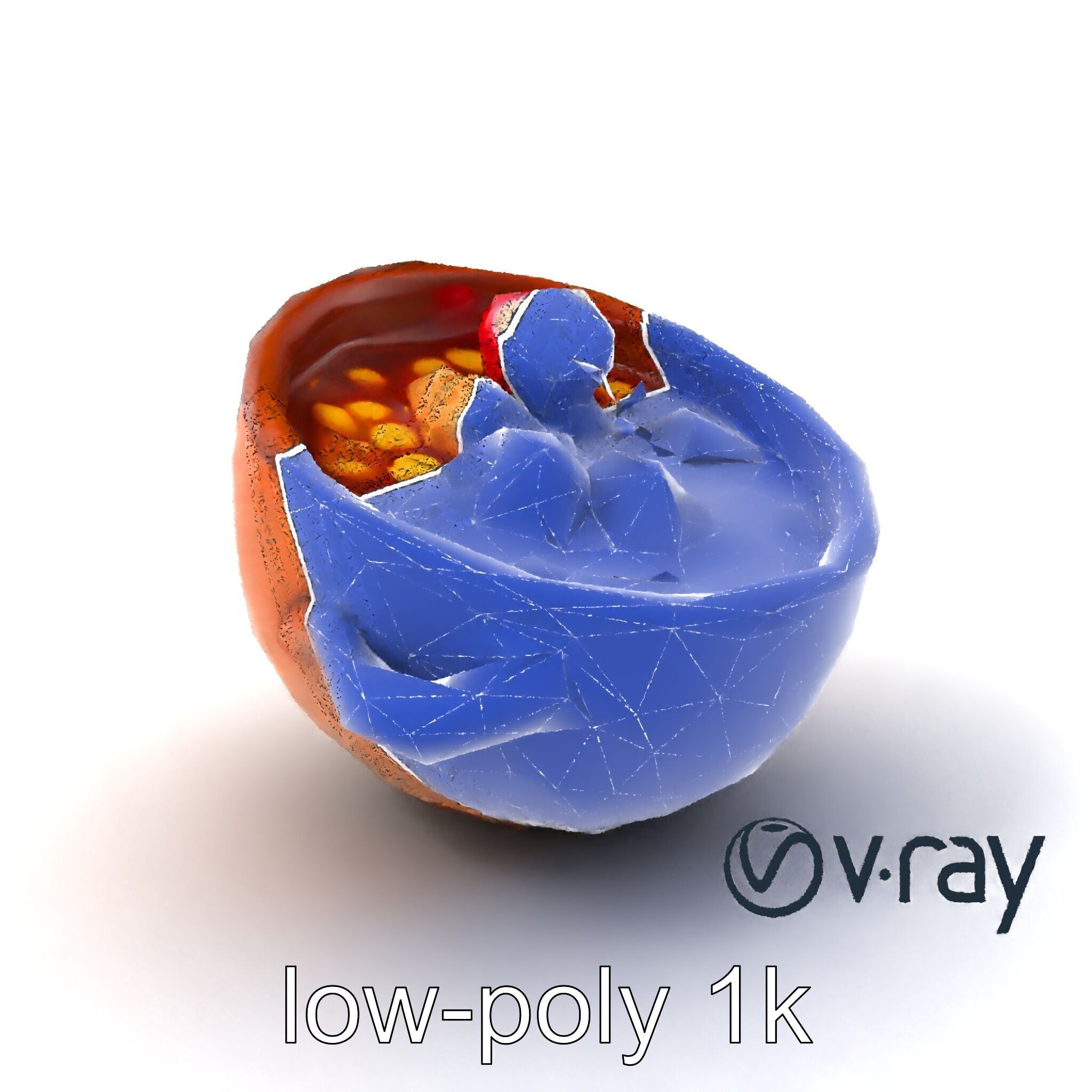 Pozole Soup Rustic Clay Bowl Model Pack Low-poly 3D model_7