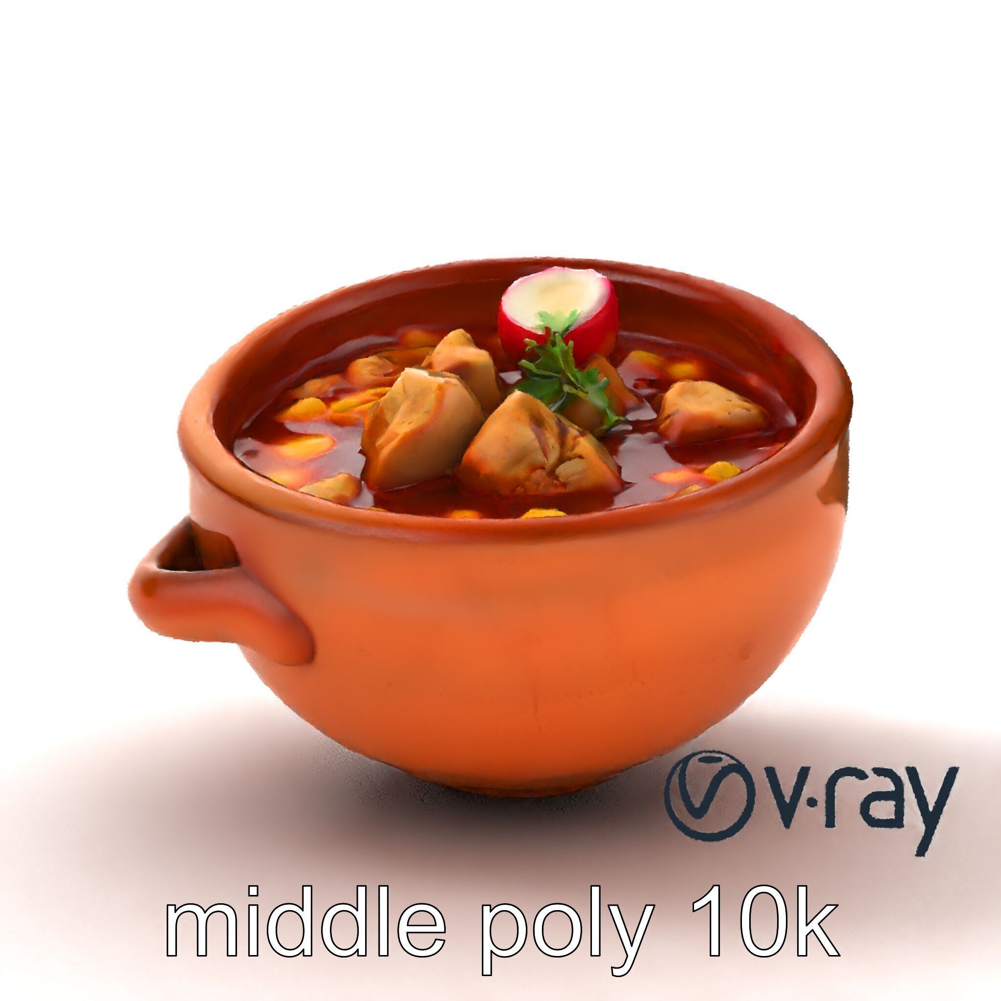 Pozole Soup Rustic Clay Bowl Model Pack Low-poly 3D model_29