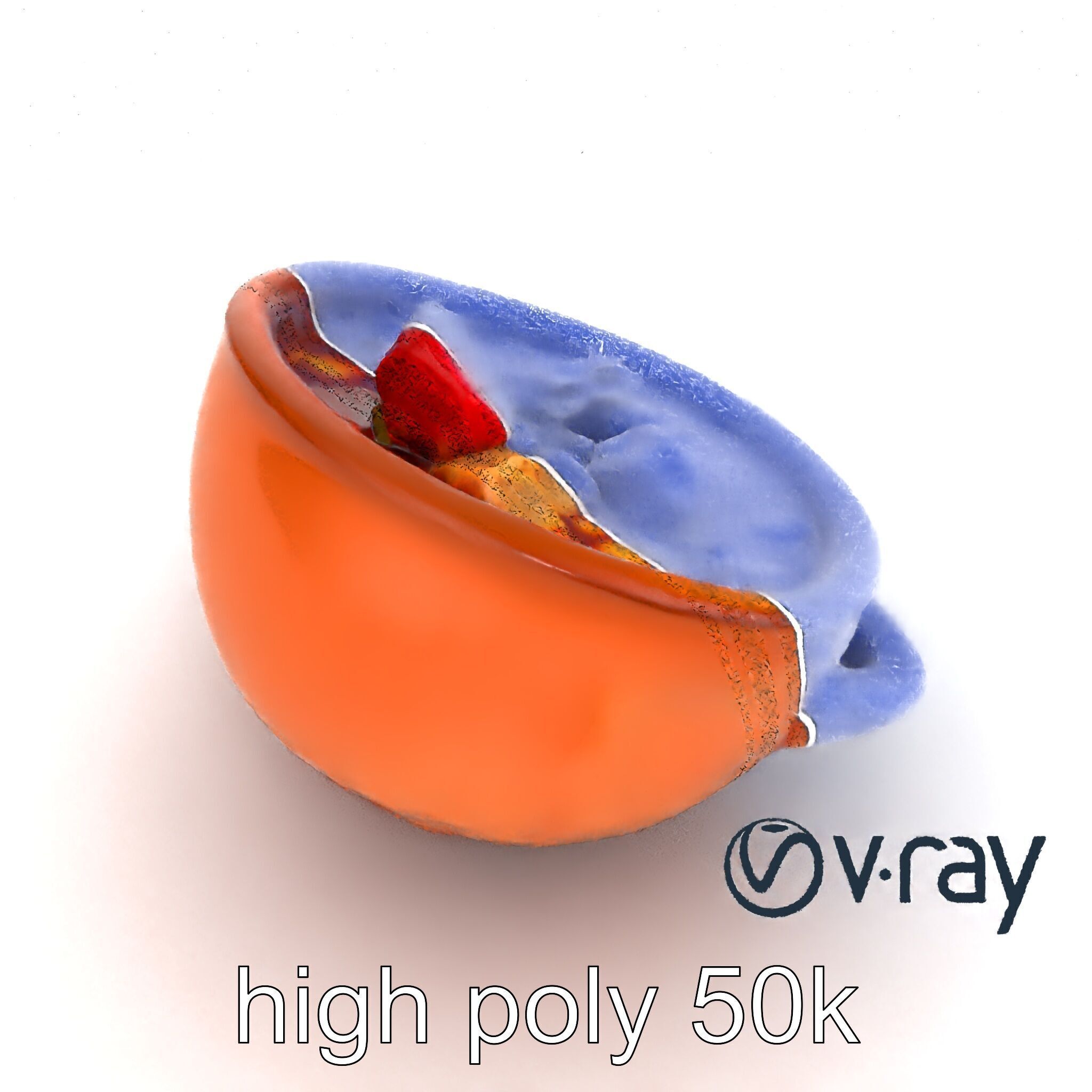 Pozole Soup Rustic Clay Bowl Model Pack Low-poly 3D model_27