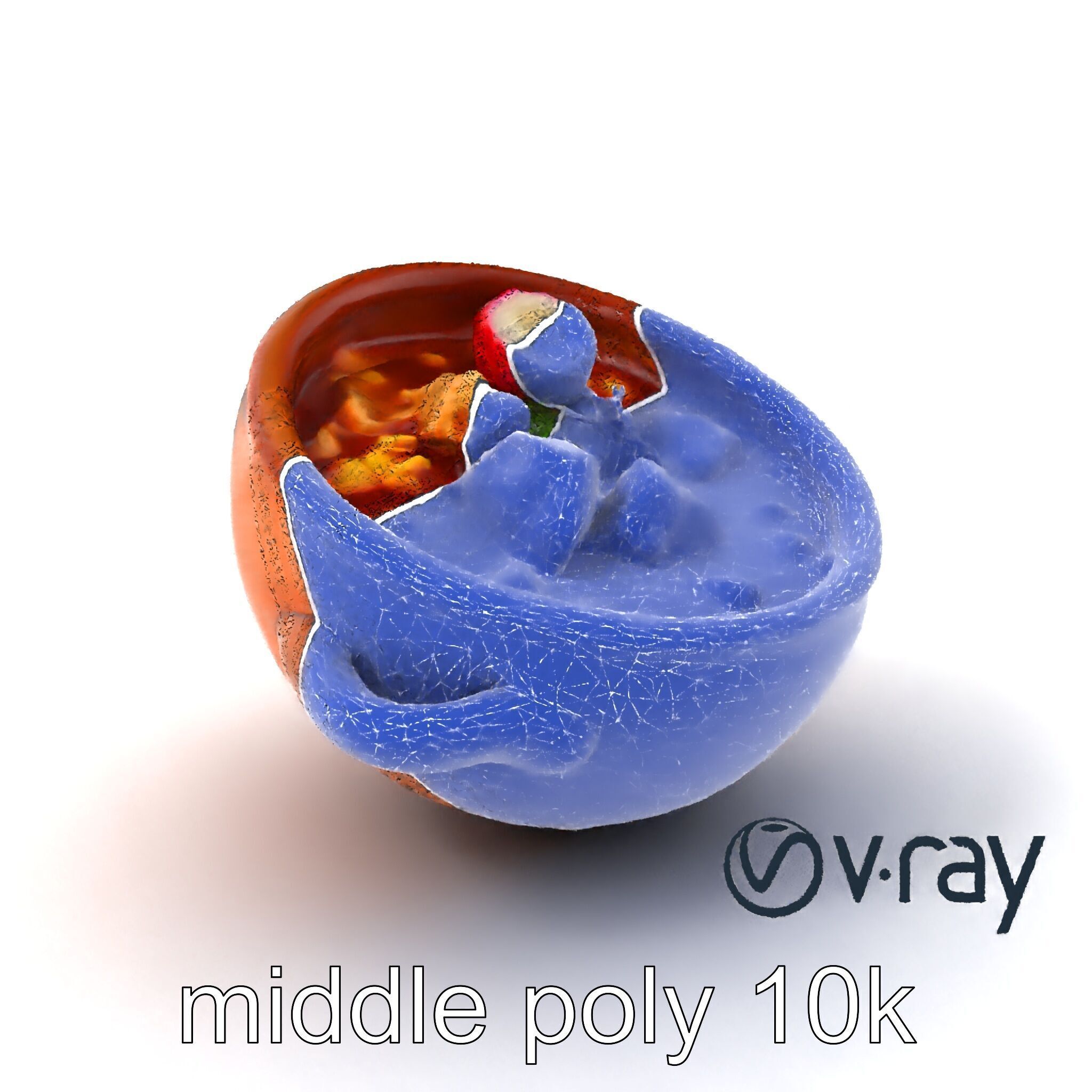 Pozole Soup Rustic Clay Bowl Model Pack Low-poly 3D model_6