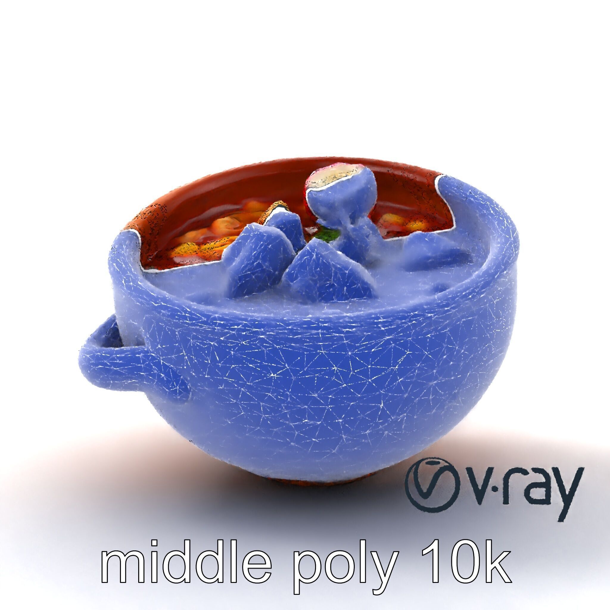 Pozole Soup Rustic Clay Bowl Model Pack Low-poly 3D model_19