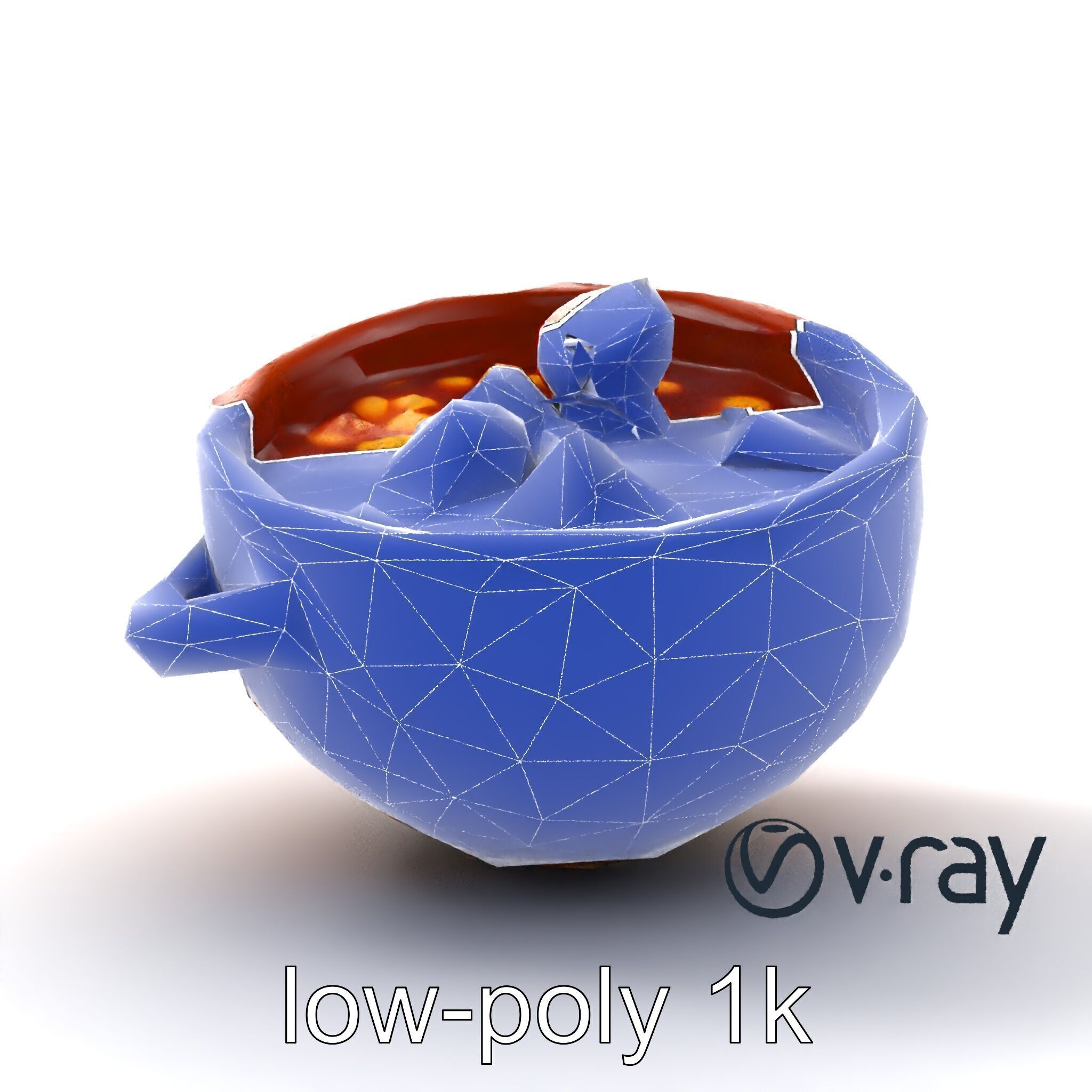 Pozole Soup Rustic Clay Bowl Model Pack Low-poly 3D model_25