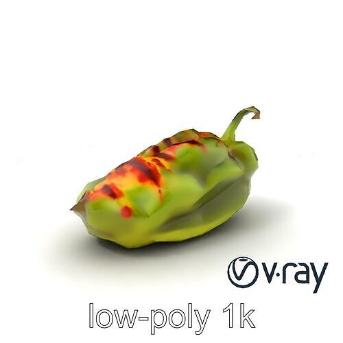 Poblano Pepper Stuffed Cheese Culinary model pack Low-poly 3D model 5