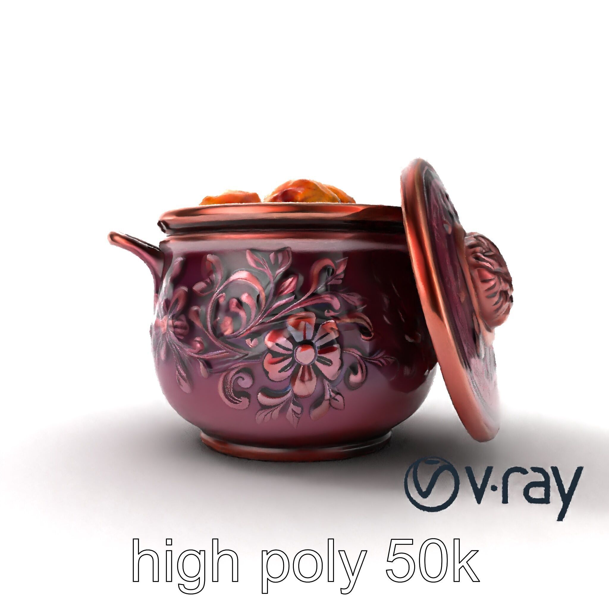 Intricately Carved Pot with Floral Garlands model pack Low-poly 3D model_23