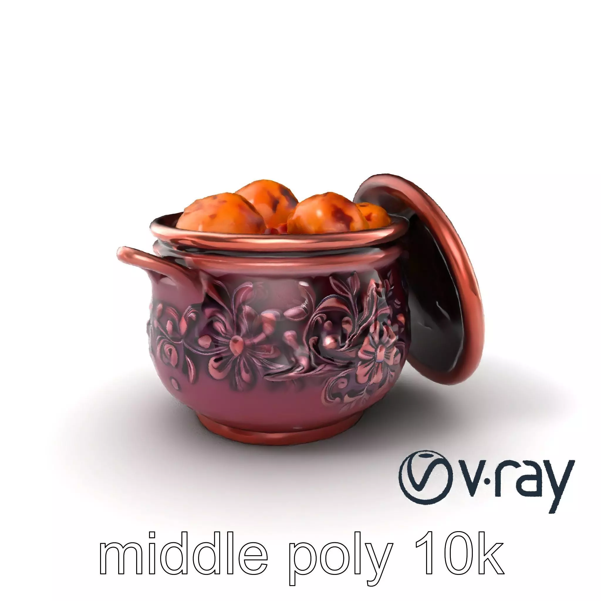 Intricately Carved Pot with Floral Garlands model pack Low-poly 3D model_0
