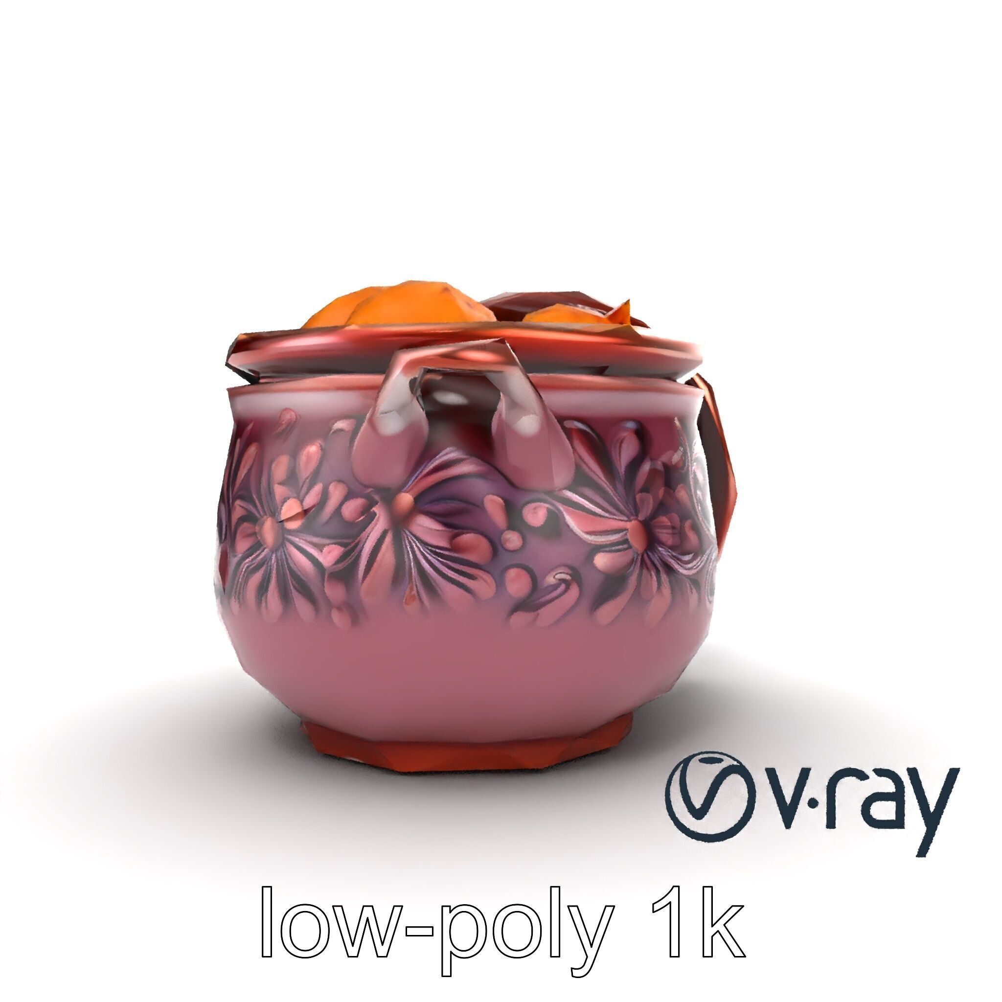 Intricately Carved Pot with Floral Garlands model pack Low-poly 3D model_28