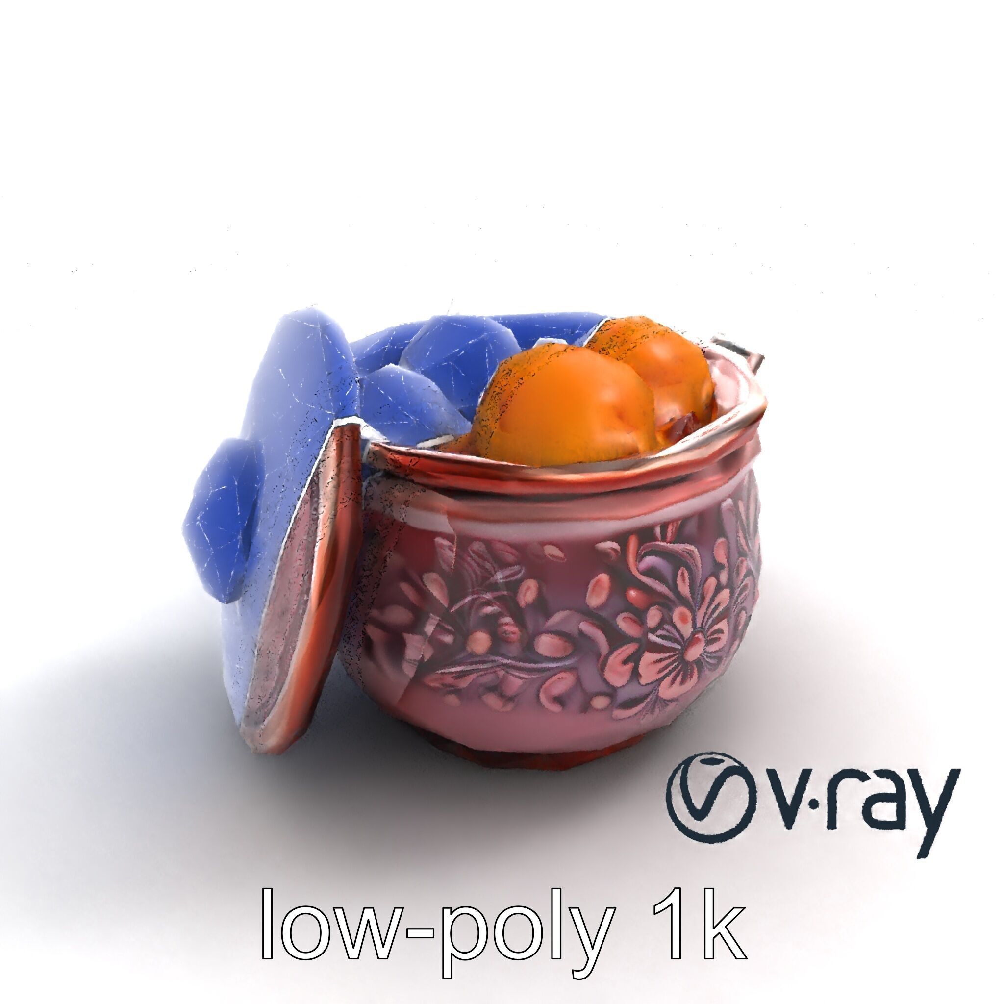 Intricately Carved Pot with Floral Garlands model pack Low-poly 3D model_29