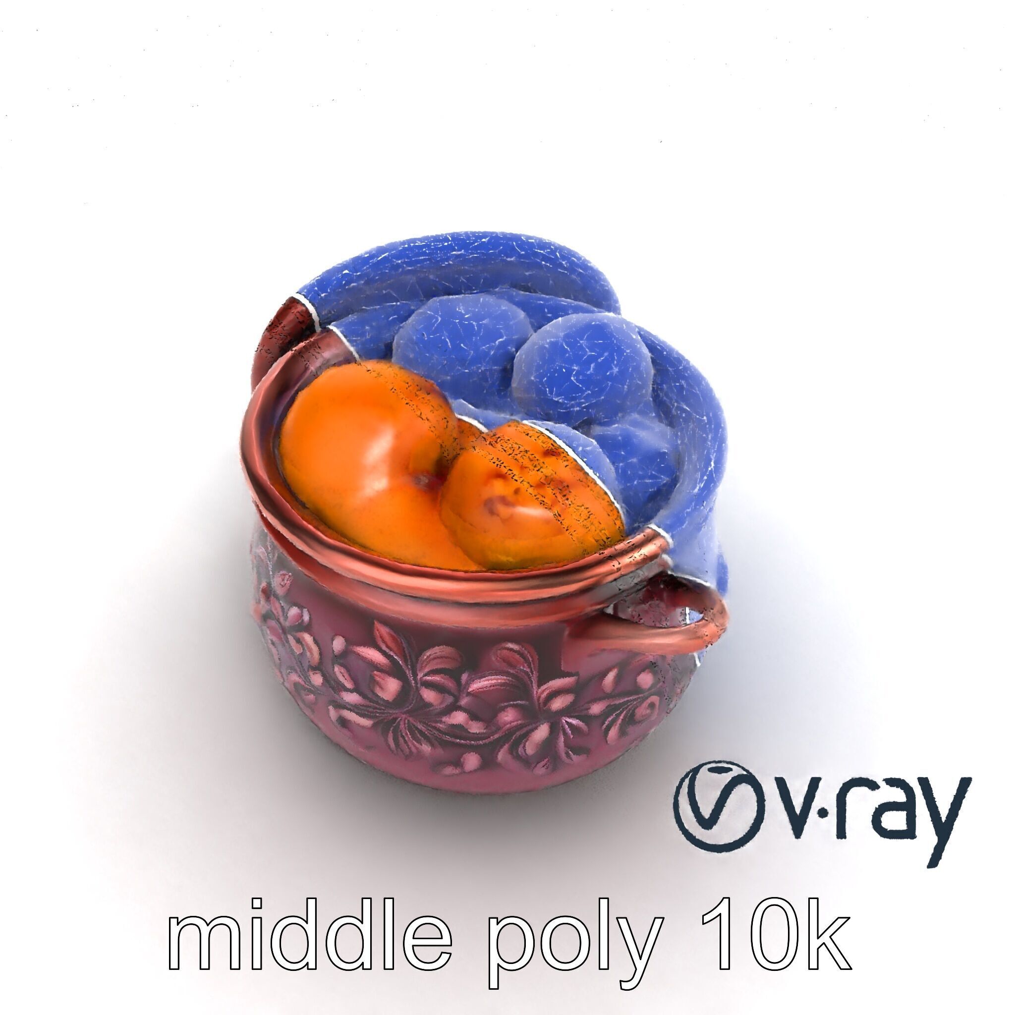 Intricately Carved Pot with Floral Garlands model pack Low-poly 3D model_19