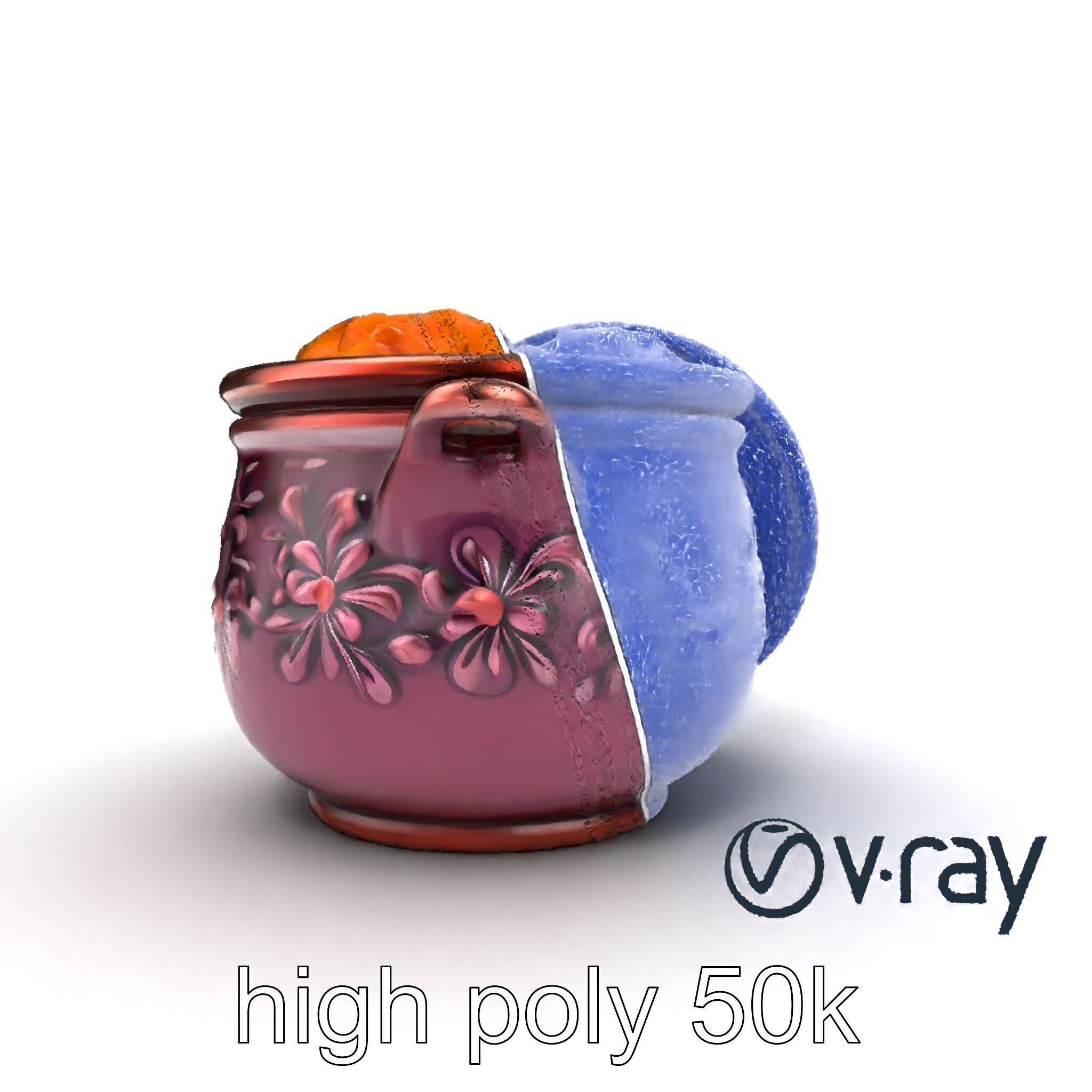 Intricately Carved Pot with Floral Garlands model pack Low-poly 3D model_14