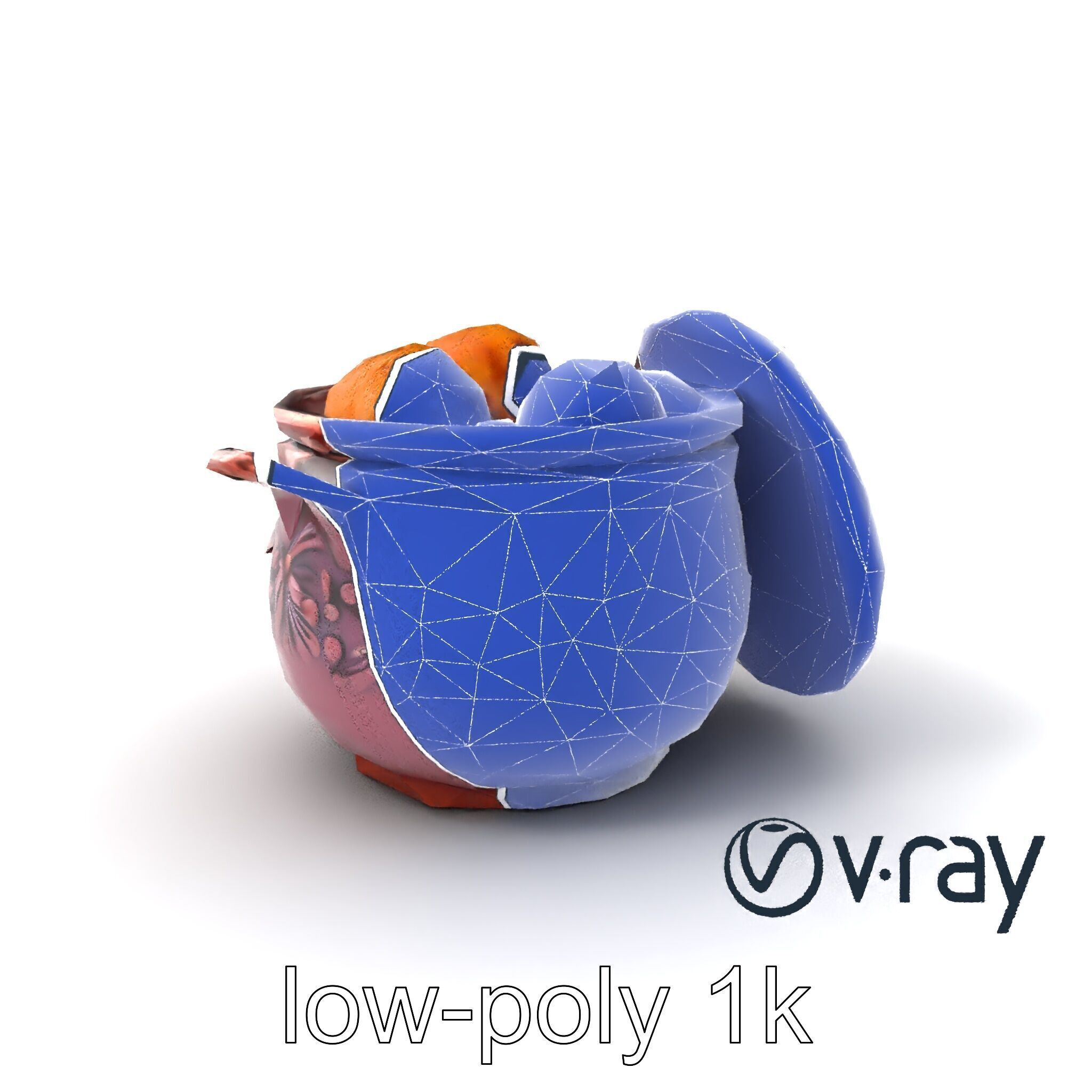 Intricately Carved Pot with Floral Garlands model pack Low-poly 3D model_6