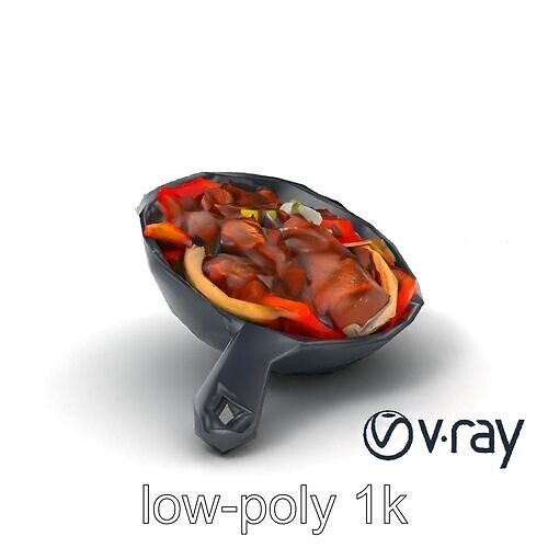 Sizzling Fajita Platter Skillet 3D model pack Low-poly 3D model 5