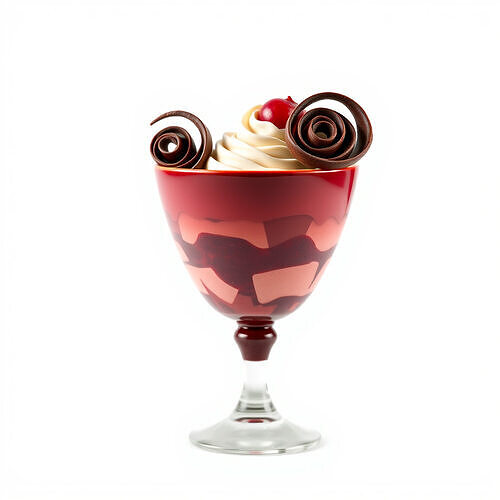 Burgundy Ceramic Chalice with Mousse Dessert model pack Low-poly 3D model 4