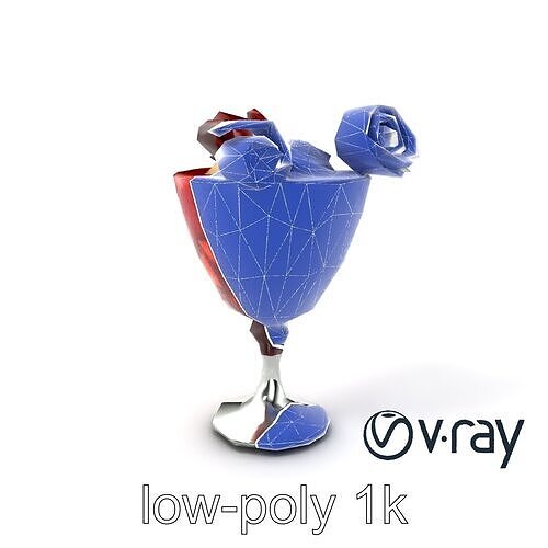 Burgundy Ceramic Chalice with Mousse Dessert model pack Low-poly 3D model 7