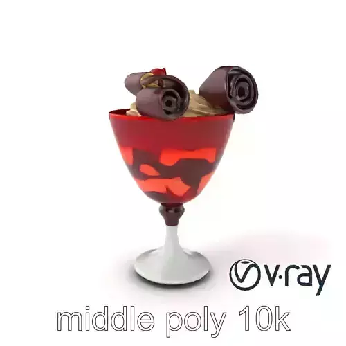 Burgundy Ceramic Chalice with Mousse Dessert model pack Low-poly 3D model