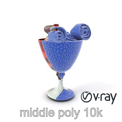 Burgundy Ceramic Chalice with Mousse Dessert model pack Low-poly 3D model 6