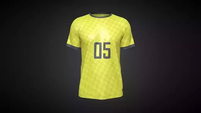 Soccer Yellow Jersey Player-05 In Low Poly