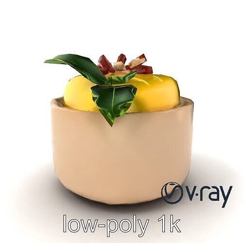 Artisanal Stoneware Mango Panna Cotta model pack Low-poly 3D model 5