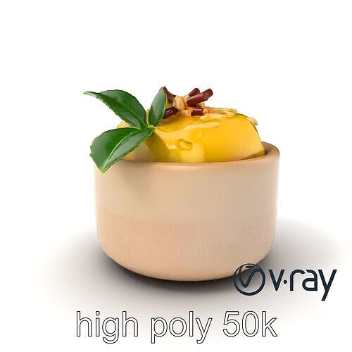 Artisanal Stoneware Mango Panna Cotta model pack Low-poly 3D model 3