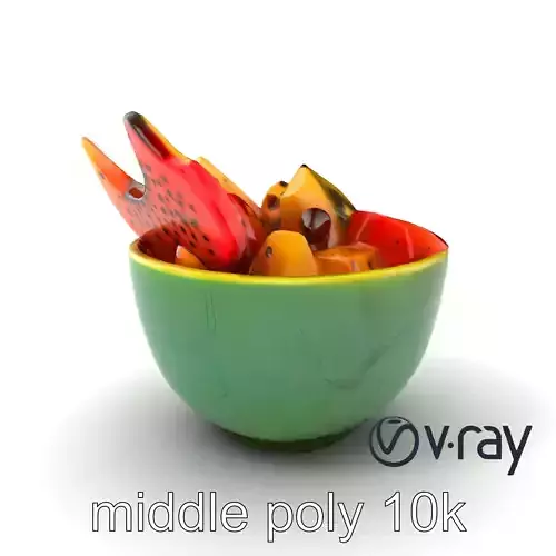 Exotic Fruit Bowl Model Pack with Dragon Fruit and Kiwi