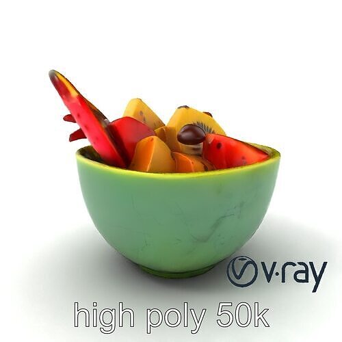 Exotic Fruit Bowl Model Pack with Dragon Fruit and Kiwi Low-poly 3D model 2