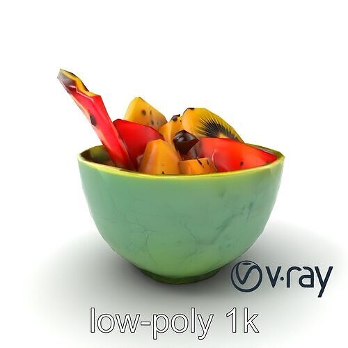 Exotic Fruit Bowl Model Pack with Dragon Fruit and Kiwi Low-poly 3D model 5