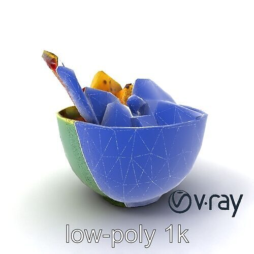 Exotic Fruit Bowl Model Pack with Dragon Fruit and Kiwi Low-poly 3D model 7