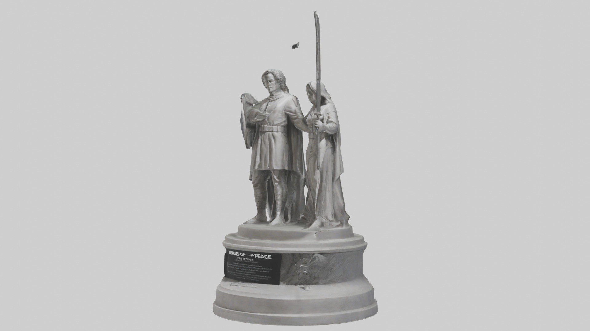 Heroes of Peace Statue Model Low-poly 3D model_9