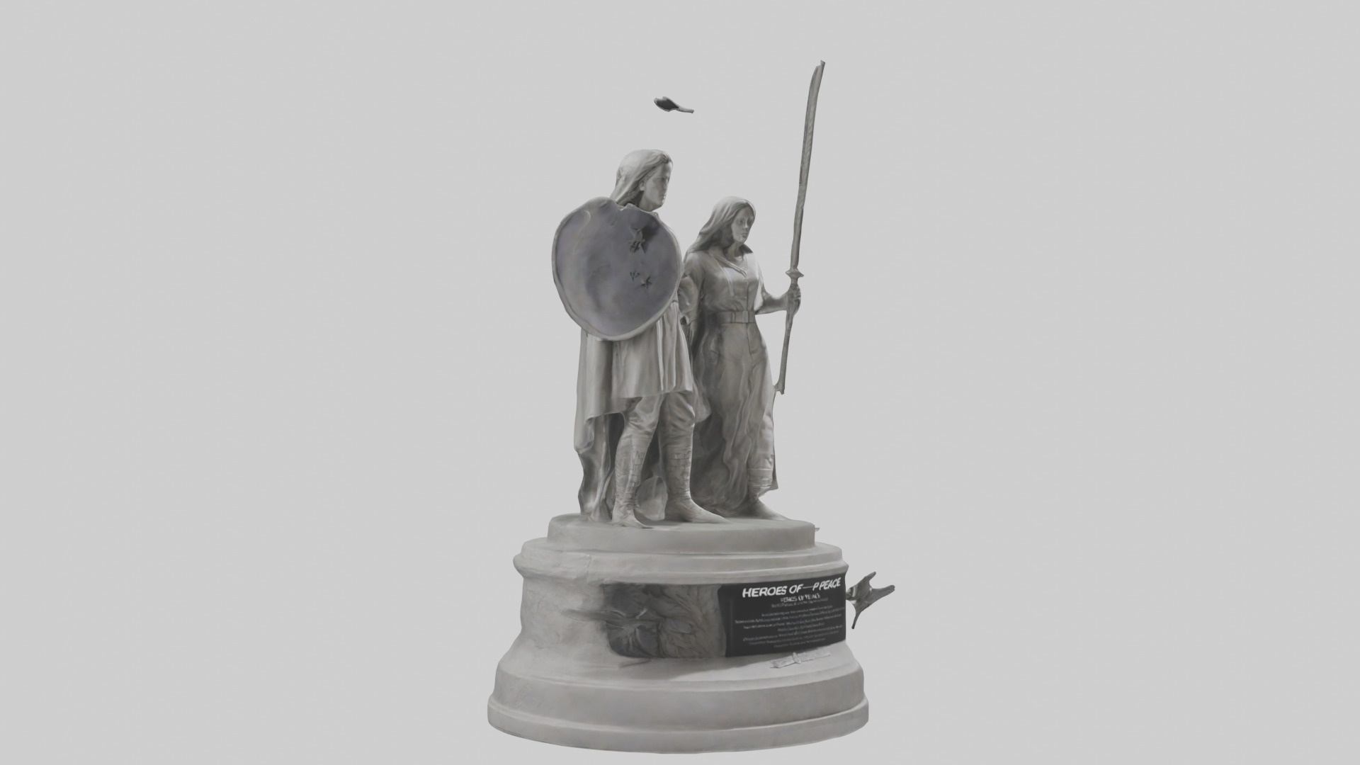 Heroes of Peace Statue Model Low-poly 3D model_11