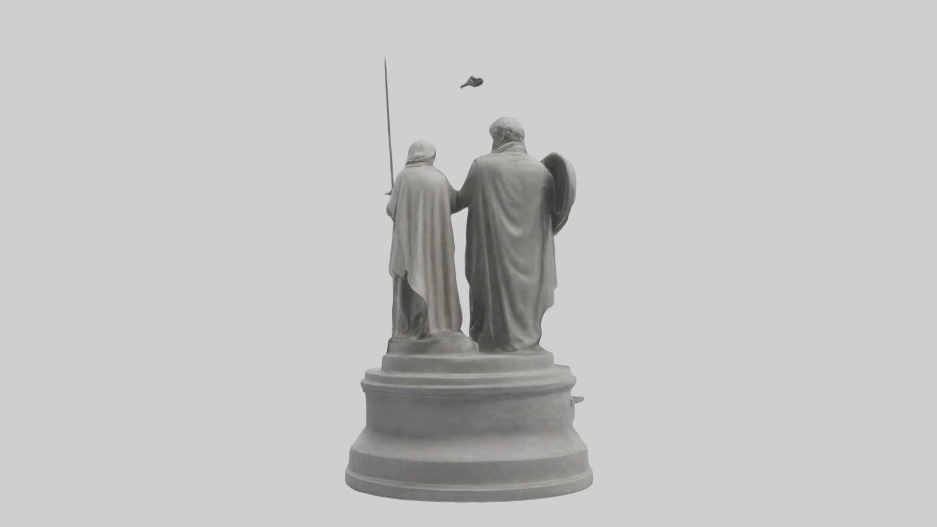 Heroes of Peace Statue Model Low-poly 3D model_1