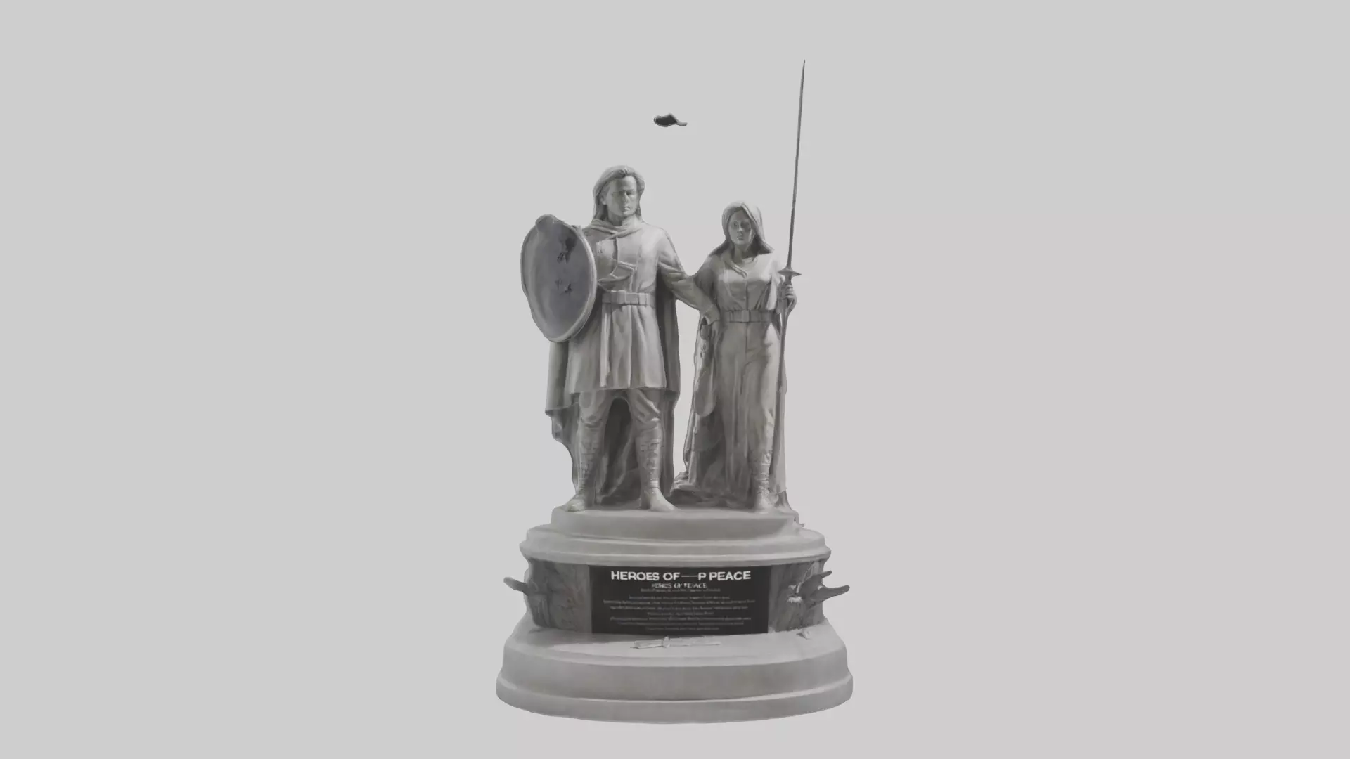 Heroes of Peace Statue Model Low-poly 3D model_0