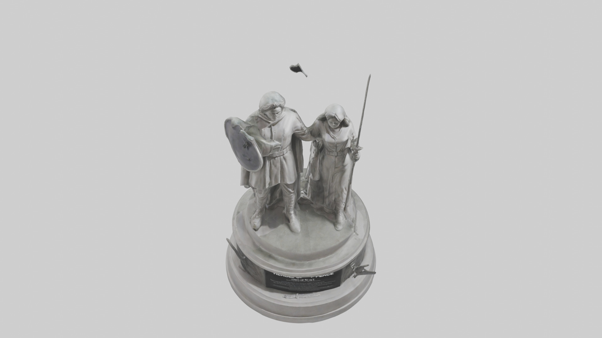 Heroes of Peace Statue Model Low-poly 3D model_16