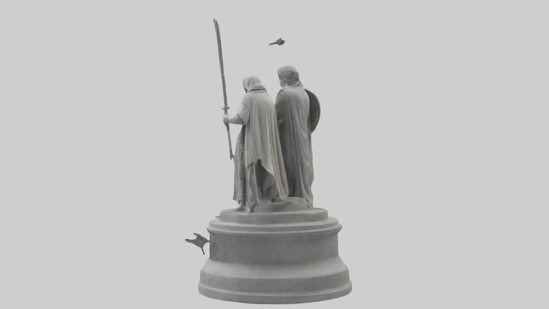Heroes of Peace Statue Model Low-poly 3D model_2