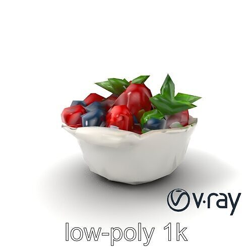 Ceramic Berry Compote Dish 3D model pack Low-poly 3D model 5