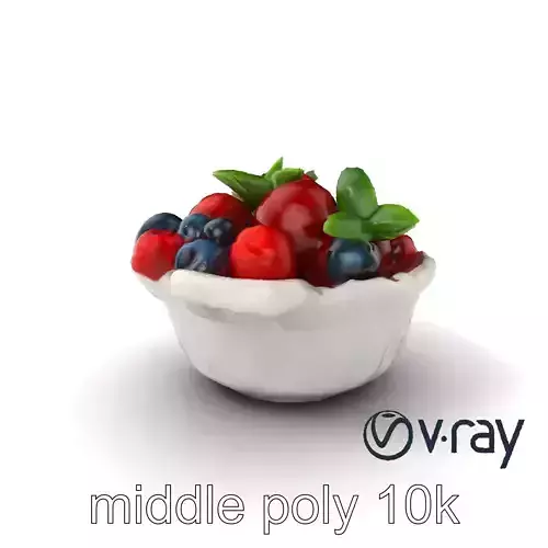 Ceramic Berry Compote Dish 3D model pack