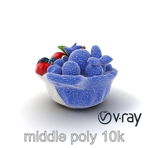 Ceramic Berry Compote Dish 3D model pack Low-poly 3D model 6