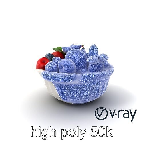 Ceramic Berry Compote Dish 3D model pack Low-poly 3D model 2
