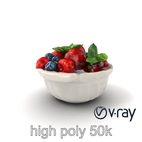 Ceramic Berry Compote Dish 3D model pack Low-poly 3D model 3