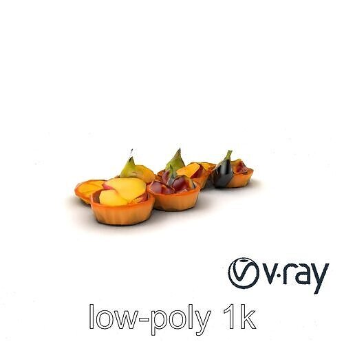 Fruit Tart Marble Tray Confectionery model pack Low-poly 3D model 5