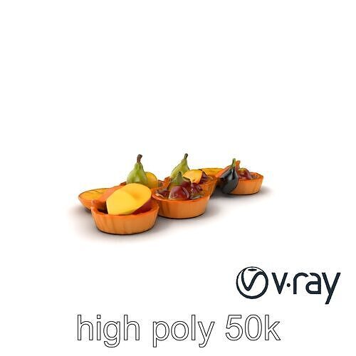 Fruit Tart Marble Tray Confectionery model pack Low-poly 3D model 2
