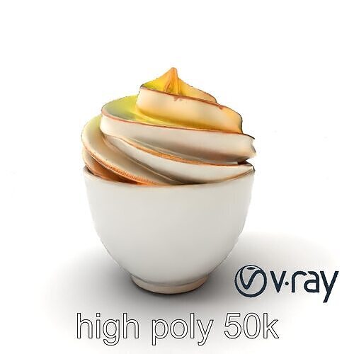 Meringue Mango Chocolate Swirl Dessert model pack Low-poly 3D model 3