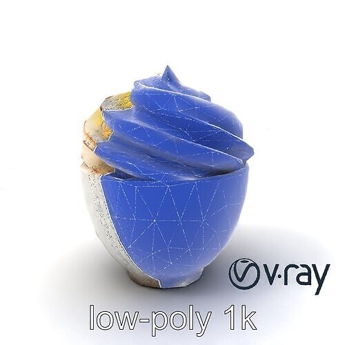 Meringue Mango Chocolate Swirl Dessert model pack Low-poly 3D model 7
