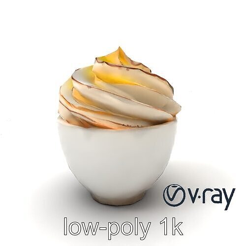 Meringue Mango Chocolate Swirl Dessert model pack Low-poly 3D model 5