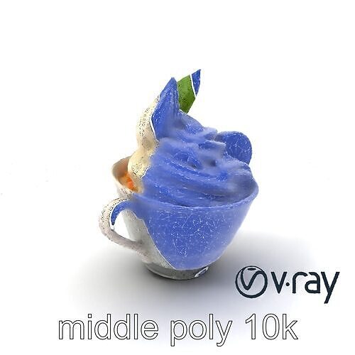 Porcelain Cup with Creamy Coconut Guava Sundae model pack Low-poly 3D model 6