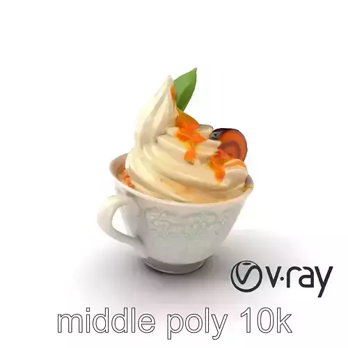 Porcelain Cup with Creamy Coconut Guava Sundae model pack