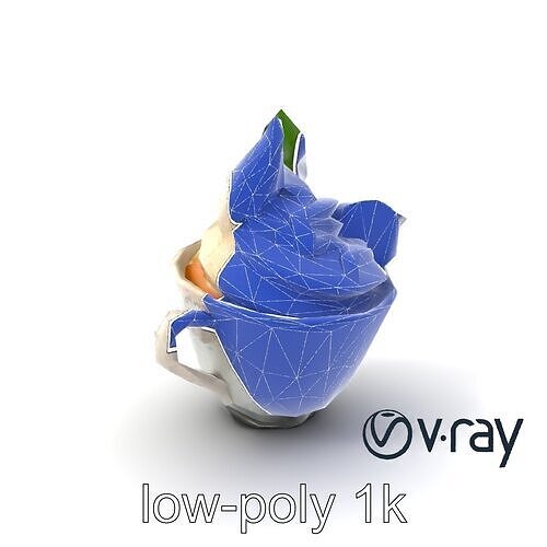 Porcelain Cup with Creamy Coconut Guava Sundae model pack Low-poly 3D model 7