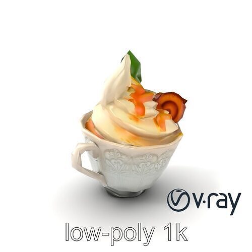 Porcelain Cup with Creamy Coconut Guava Sundae model pack Low-poly 3D model 5