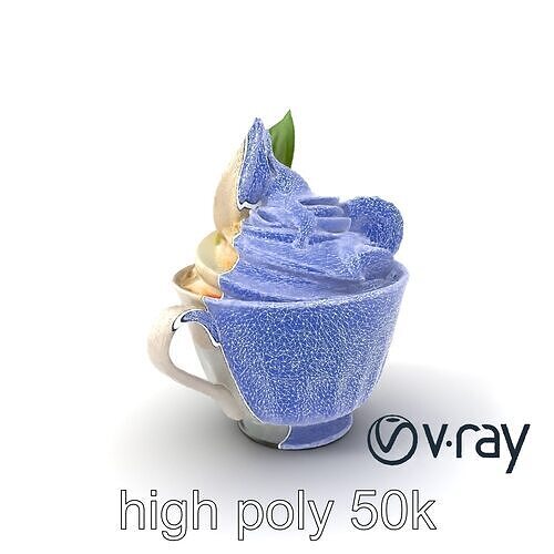 Porcelain Cup with Creamy Coconut Guava Sundae model pack Low-poly 3D model 2