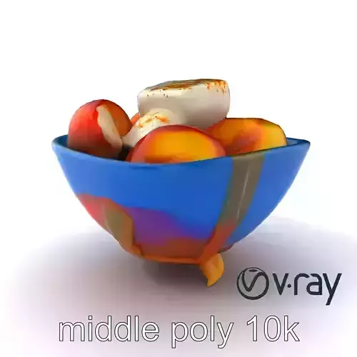 Cobalt Blue Bowl with Peaches and Marshmallow model pack